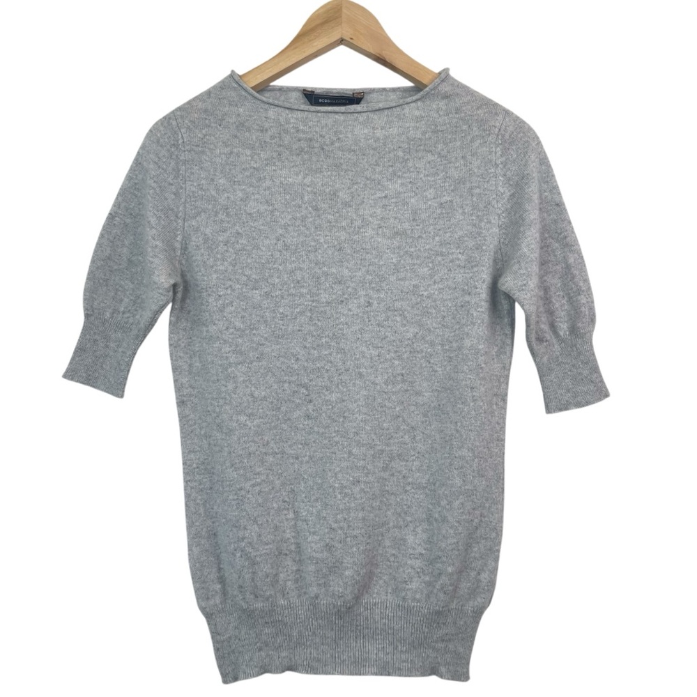 BCBG Maxazria Vintage Y2K Gray Short Sleeve Cashmere Sweater Blouse Top Size XS